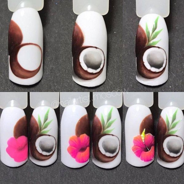 Фрукты на ногтях пошагово