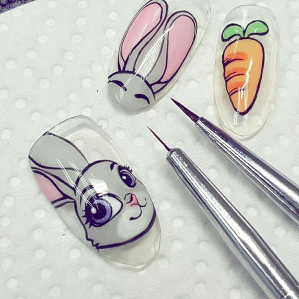 Мультяшные рисунки на ногтях