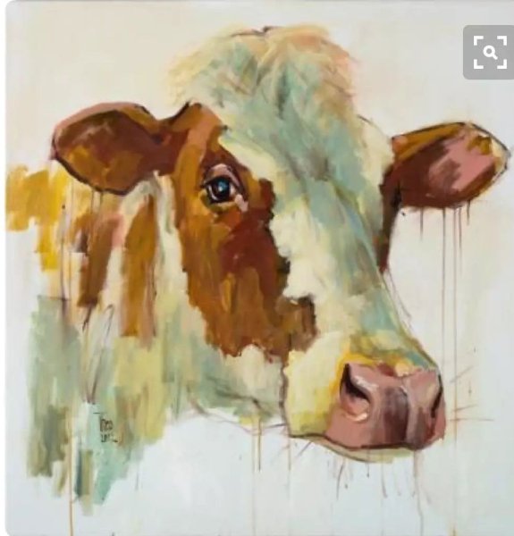 Корова гуашью