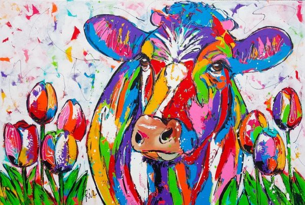 Корова красками