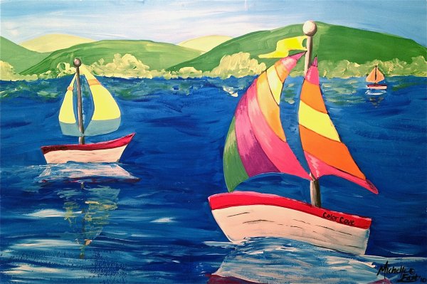 Морской пейзаж детские рисунки