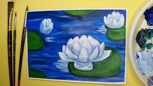 Кувшинка живопись розовая