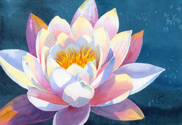 Кувшинки гуашью