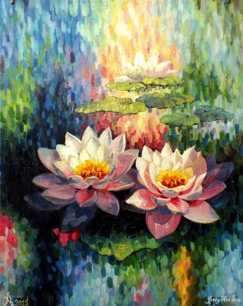 Цветок лотоса красками