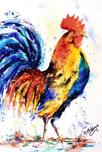 Петушок гуашью