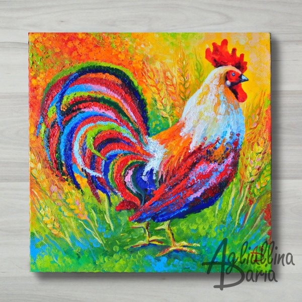 Петух картина маслом на холсте