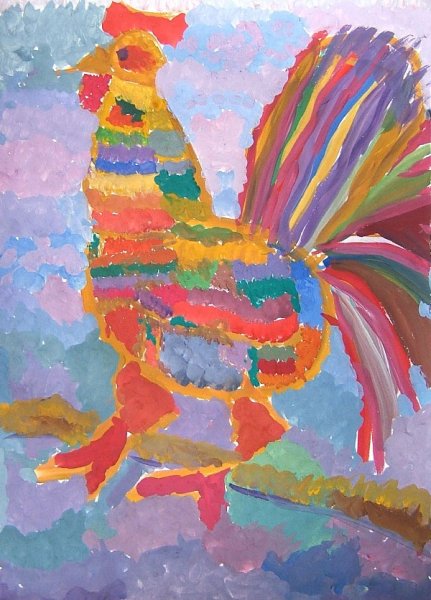 Петушок гуашью для детей