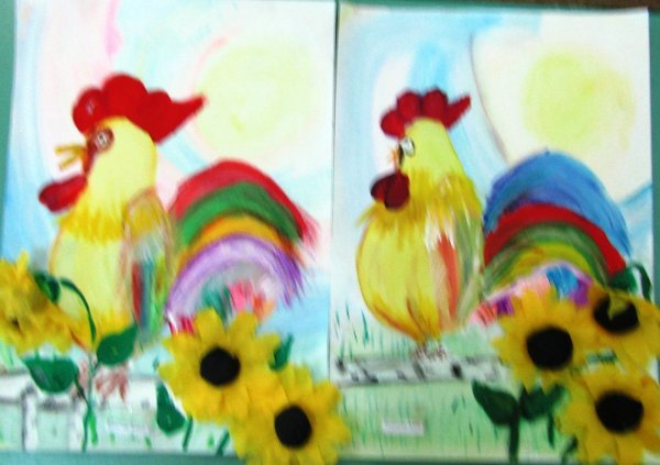 Петушок для изо с дошкольниками