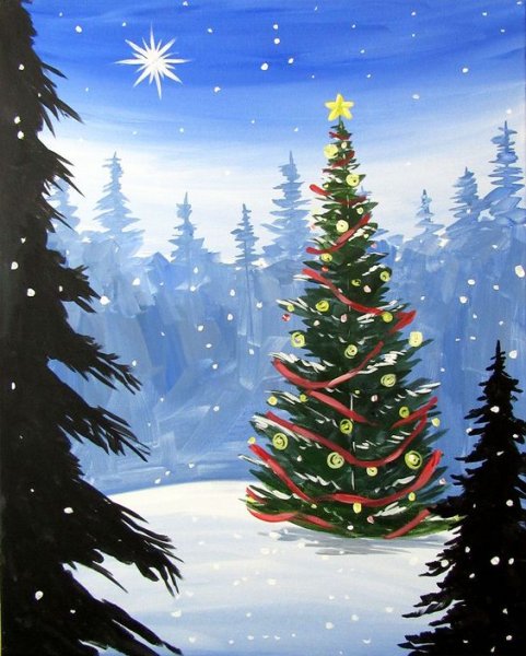 Пейзаж с елками