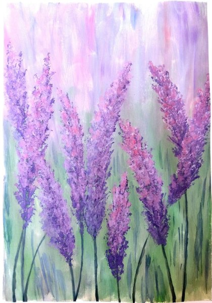 Лаванда гуашью