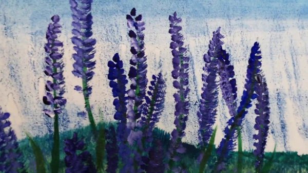 Лаванда гуашью