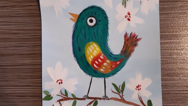 Птицы гуашью для детей