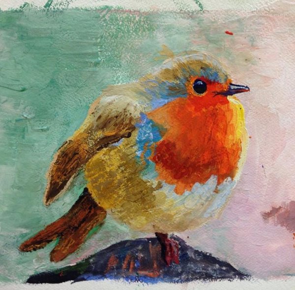 Птичка гуашью