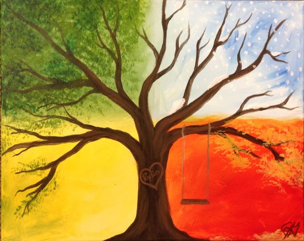 Дерево рисунок красками