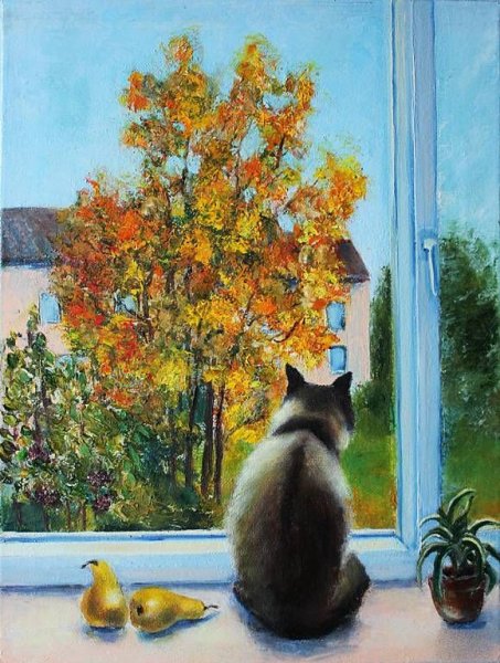 Осень в окне живопись