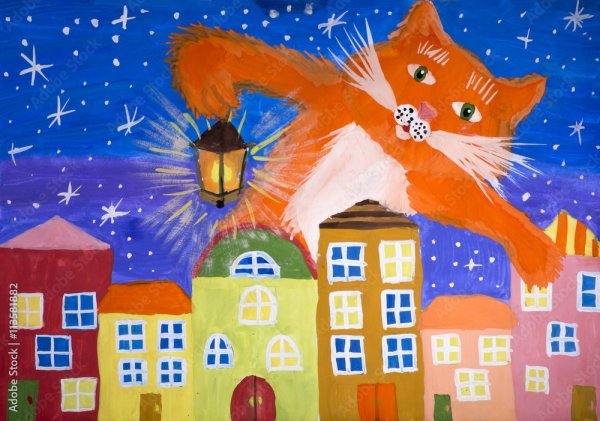 Рисование для дошкольников коты на крыше