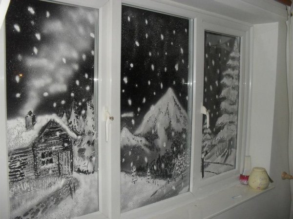 Новогодняя роспись окон