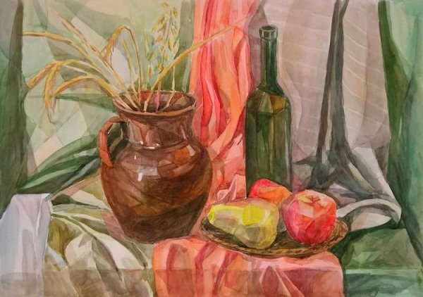 Лессировка акварелью натюрморт