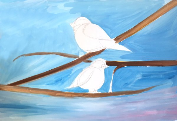 Рисование птиц гуашью пошагово