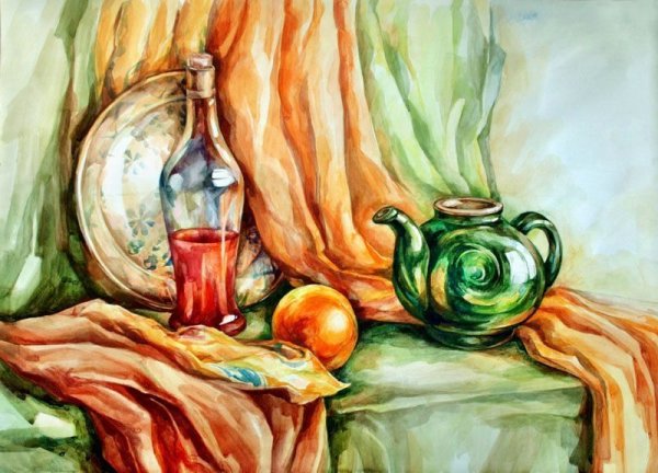 Лессировка акварелью натюрморт