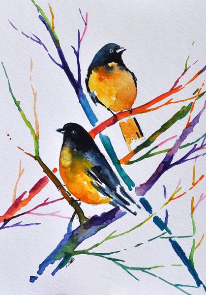 Рисование весенних птиц