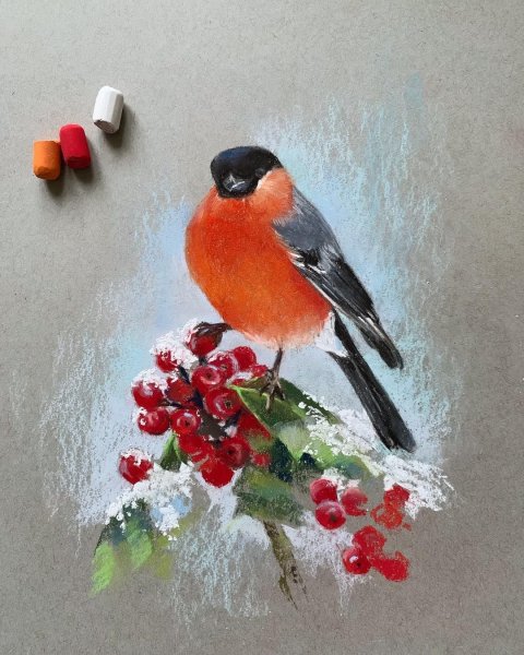 Снегирь живопись Мария Павлова