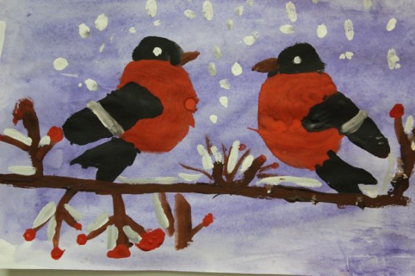 Снегирь гуашью для детей