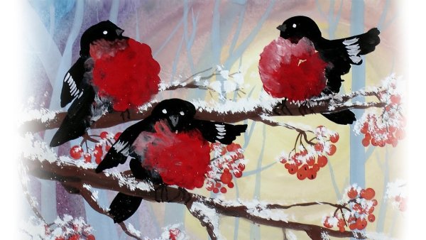 Художница Мария Павлова Снегири