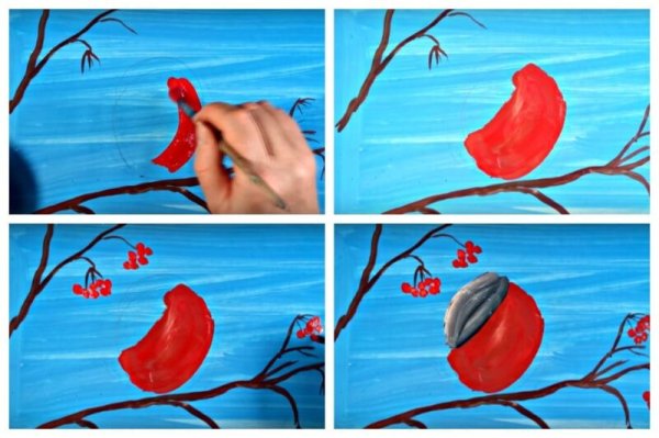 Урок живописи Снегирь на ветке