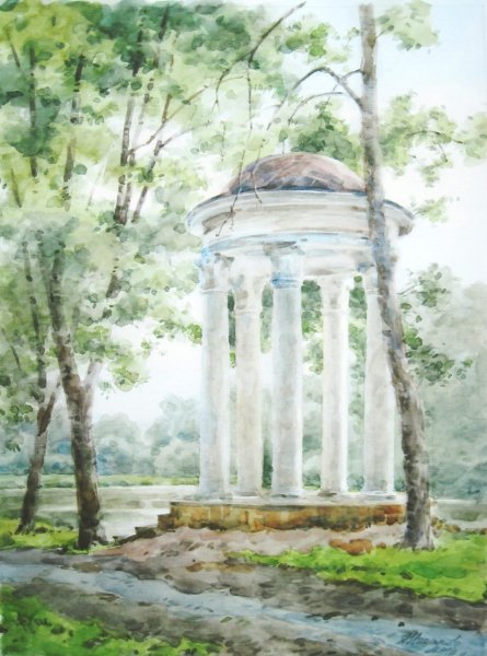 Ротонда Харитоновский парк акварель