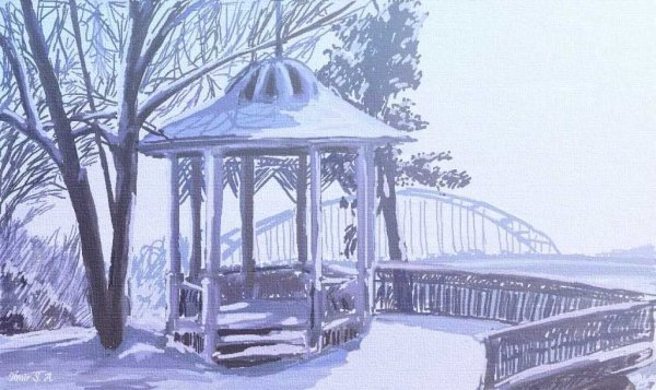 Зимний парк рисунок