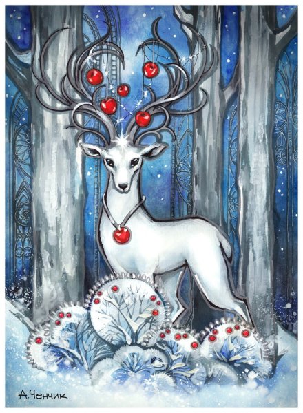 Красивый олень сказочный