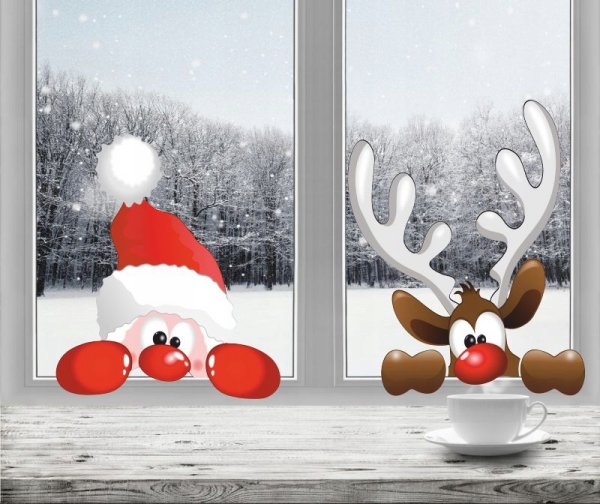 Дед Мороз заглядывает в окно