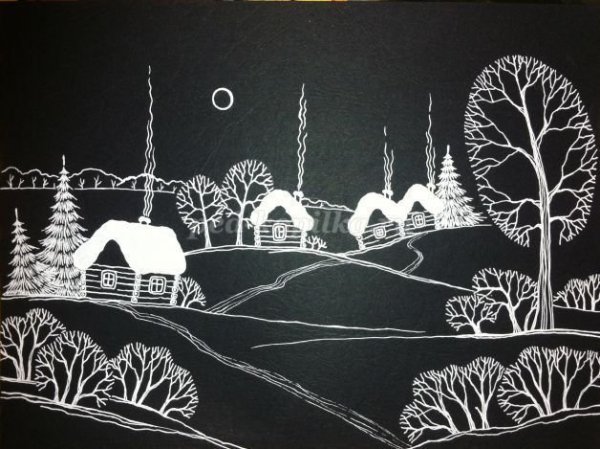 Рисование на черной бумаге для детей