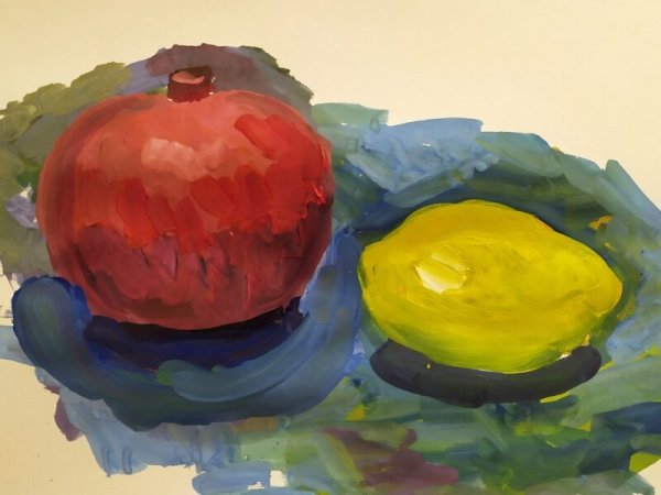 Этюды гуашью гранат