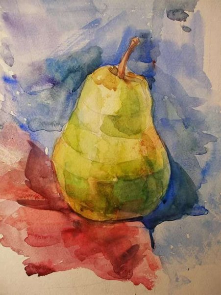 Этюд груши акварелью