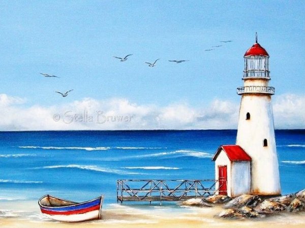 Море Маяк Чайки