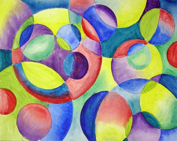 Художник разноцветные геометрические фигуры