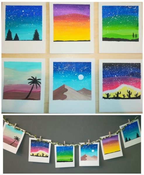 Полароидные пейзажи акварелью