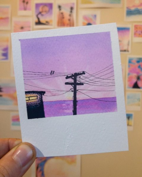 Рисунки акварелью в стиле полароид