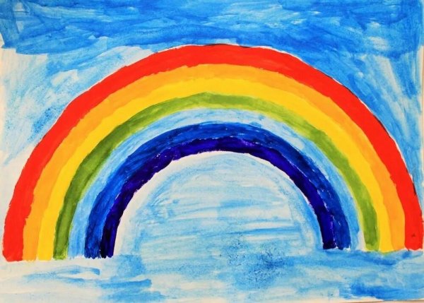 Рисуем радугу красками