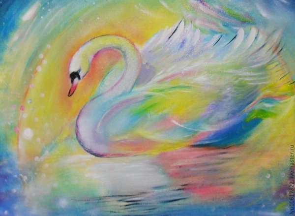 Лебеди пастелью