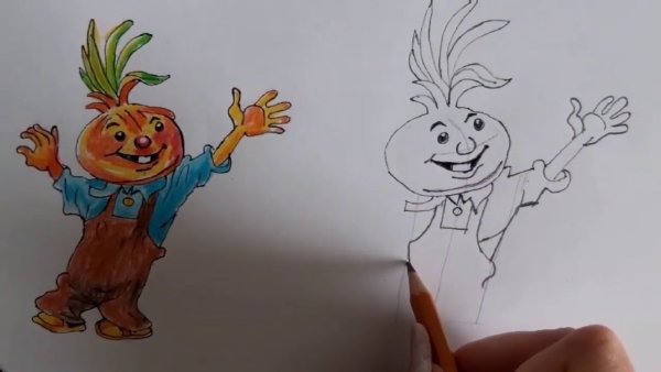 Нарисовать лицо Чиполлино