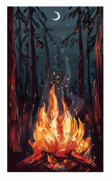 Костер гуашью