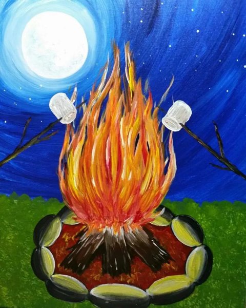 Рисуем огонь красками