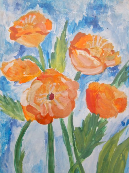 Цветы гуашью