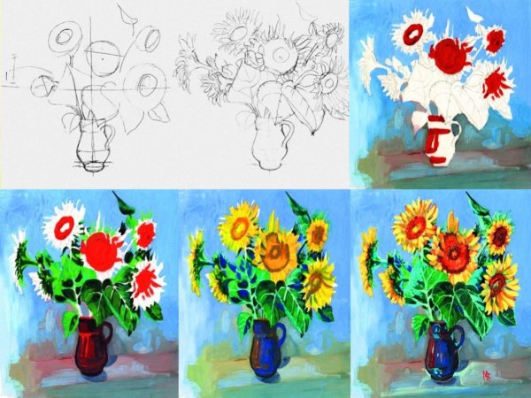 Рисование ладошками цветы