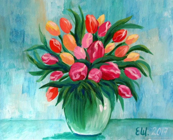 Рисование ваза с цветами для мамы