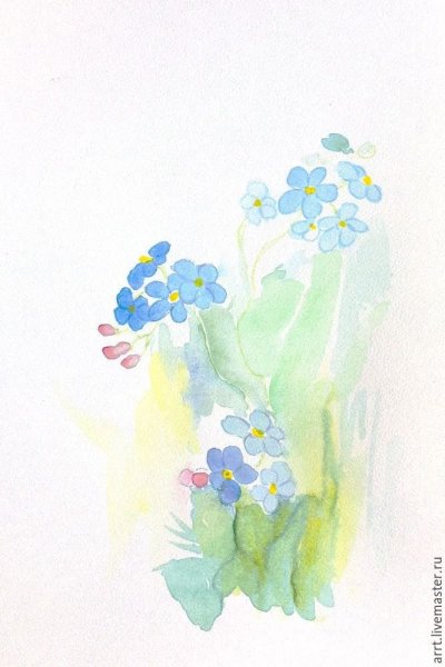 Незабудки букет акварель
