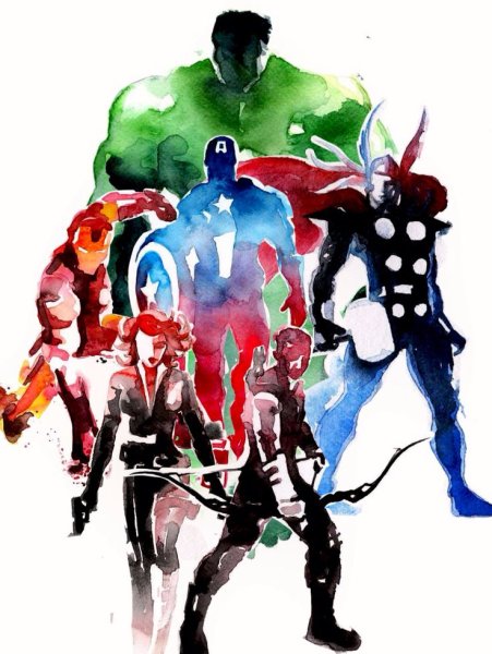 Марвел акварель